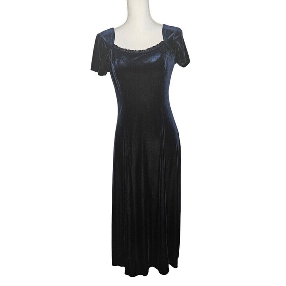 CDC Petites Velvet Dark Blue Formal Dress Size 6 - Picture 2 of 8